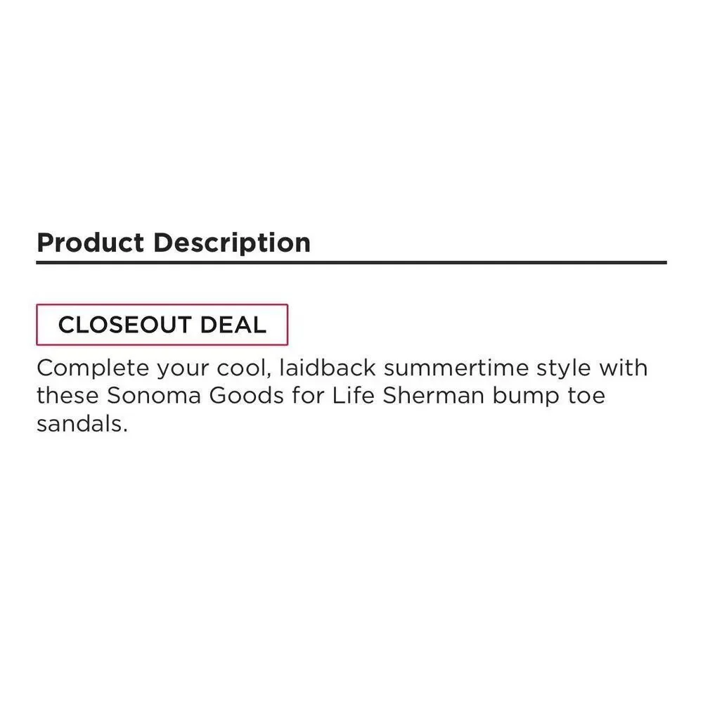 New! Sonoma Men’s Sherman Bump Toe Sandals Sz 13‎ Taupe Cushioned Footbed NWT